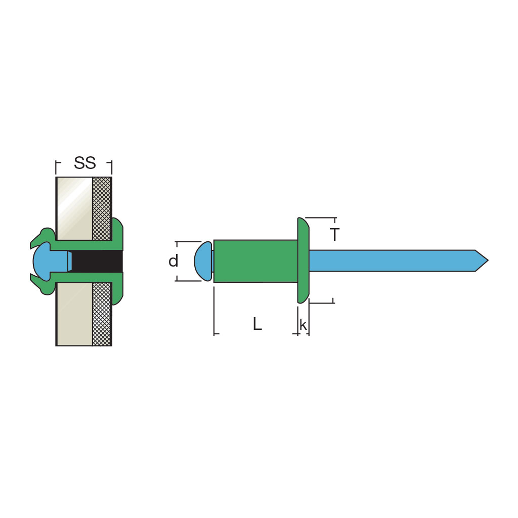 AIT-Blind rivet Alu/Stainless steel 304 DH 4,8x20,0