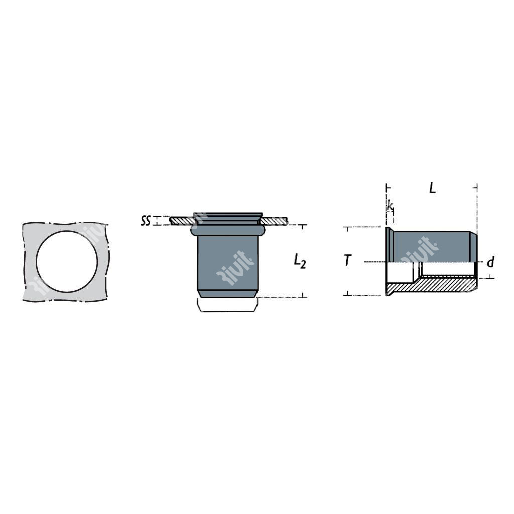 FRC-Rivsert Steel h.9,0 gr0,5-2,5 RH M6/025