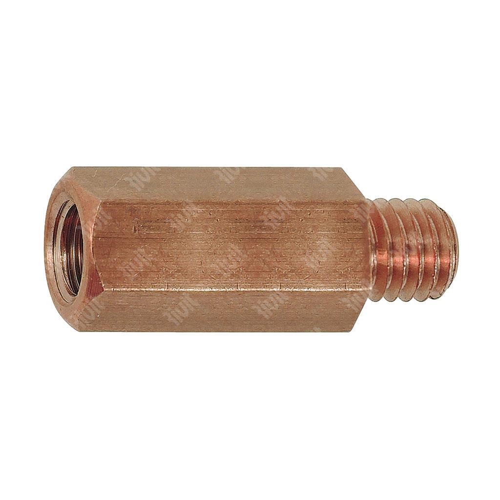 DOR-Brass copper plated spacer hex.11 M8x40