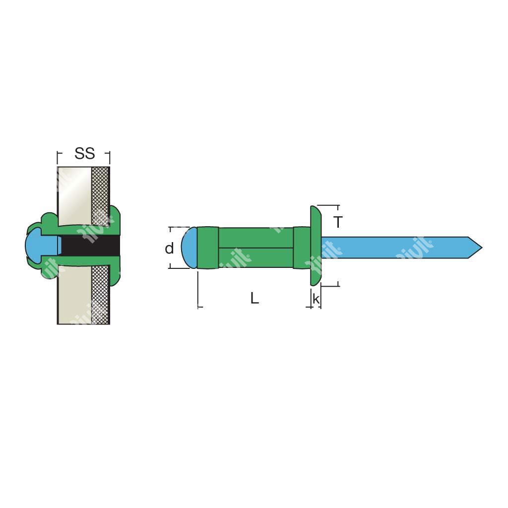 MULTIGRIPRIV-BOXRIV-Rivetto Alu/Inox TT (50pz) 4,0x12,7