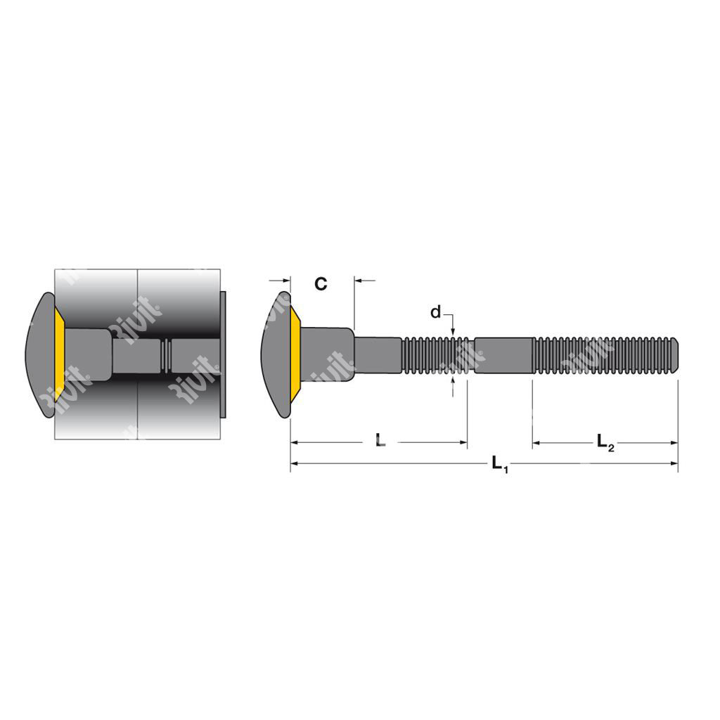 RIVTAINER-Steel bolt d.6,4 gr 15,9-19 h.10,5 RTFL 12-11 d.6,4