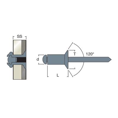 FFS-Blind rivet Steel/Steel CSKH9,0 4,8x10,0