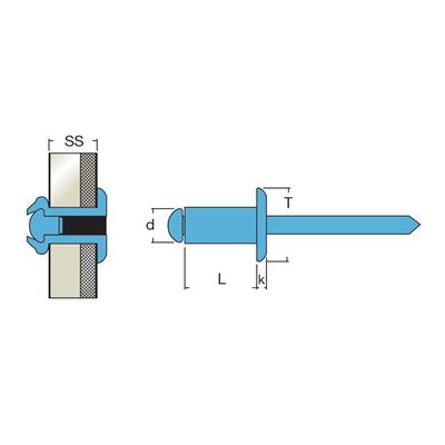 IITA2-Inox AISI304/Inox rivet TP t.5,0 4,8x30,0