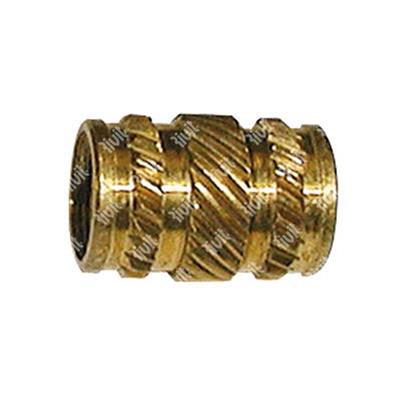 Symmetrical brass heating rivet nut S29L h.5,61 - de.6,37 - h.8,15 M4