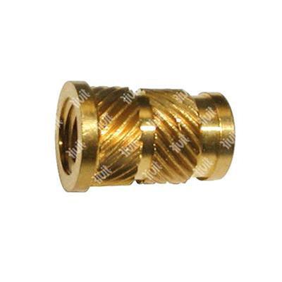 Long brass heating rivet nut with head S20L h.8,00 - de.8,66 - h.12,70 - H 9,52x1,27 M6