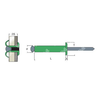 FIORIV-PLUS-Blind rivet Alu/Steel h.6,75 DH 6,4x150,0