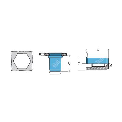 SIRCA2-Rivsert inox f.7,0 ss0,5-3,0 Cieco M5/030