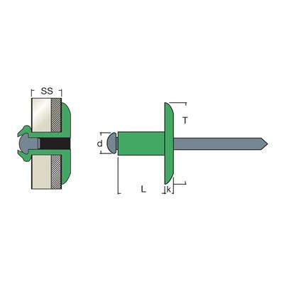 AFL10-Blind rivet Alu/Steel LH10 3,2x10,0 TL10