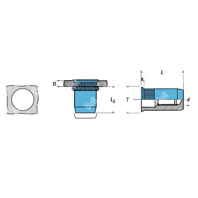 SIRC-Z-A2-Close end Rivsert Stainless steel h.13,0 knurled RH M10/035