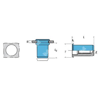 SITCA2-Rivsert Inox A2 f.13,0 ss0,8-3,5 Cieco M10/035