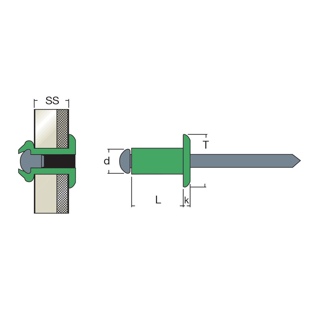 AFT-Blind rivet Alu/Steel DH 4,0x8,0