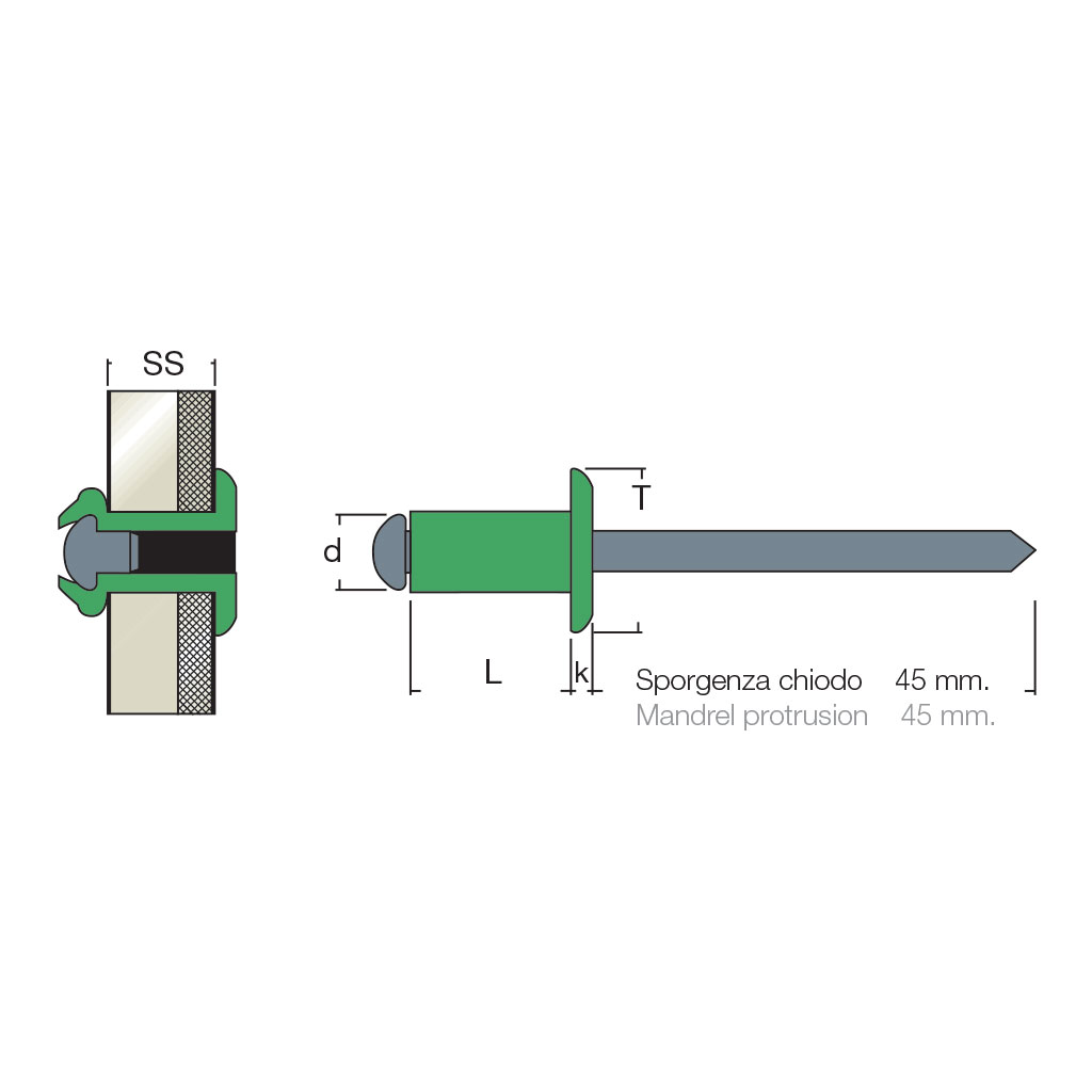 AFT45-Blind rivet Alu/Steel mandrel mp45 DH 4,0x10,0 SP45