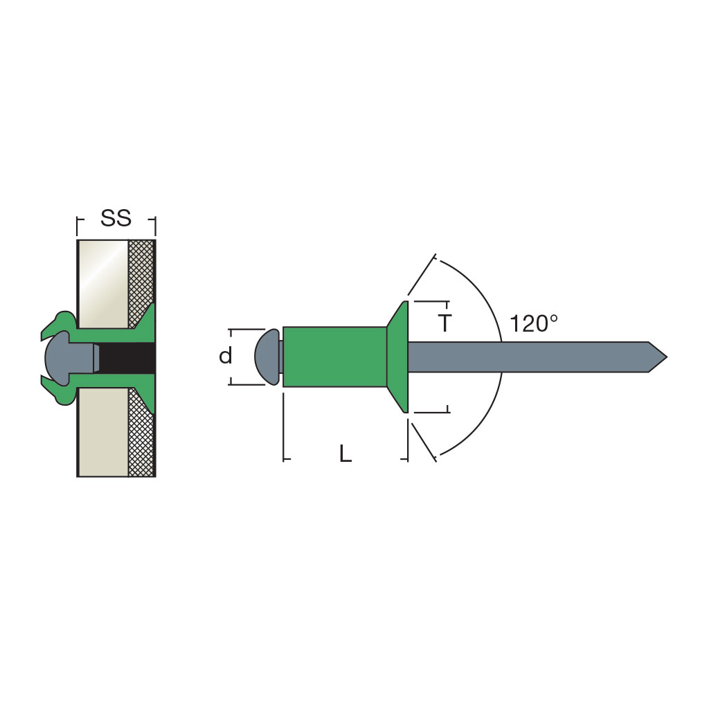 AFS-Blind rivet Alu/Steel CSKH6,0 3,0x10,0