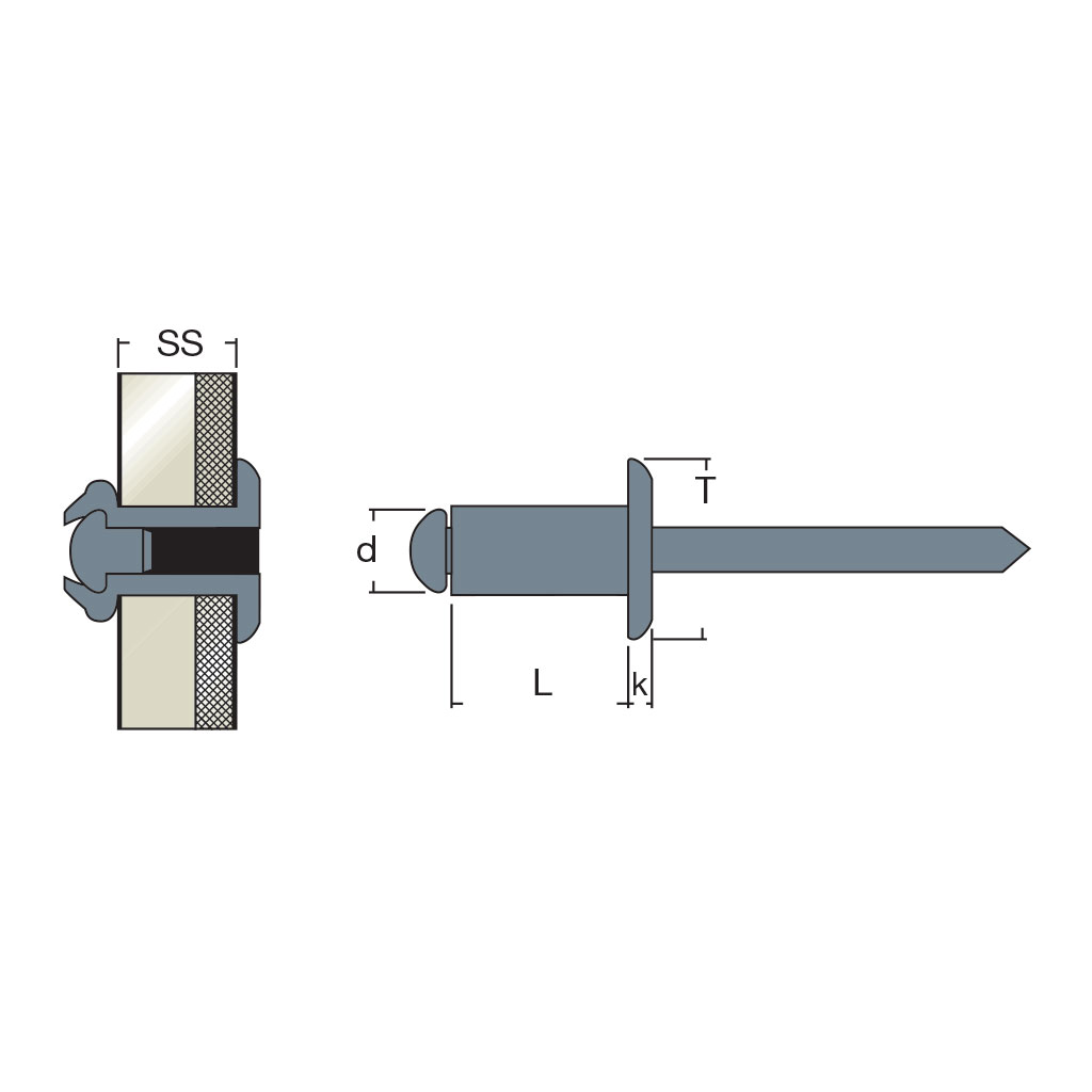 FFT-Acier/Acier rivet TP 4,8x25,0