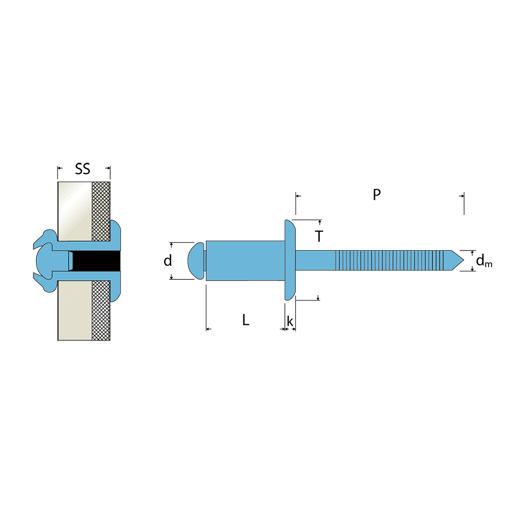 IITA2-Inox AISI304/Inox rivet TP t.4,1 4,0x10,0