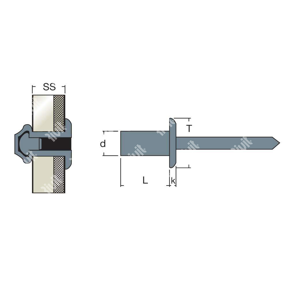 SFFT-Sealed blind rivet Steel/Steel DH 4,0x10,0
