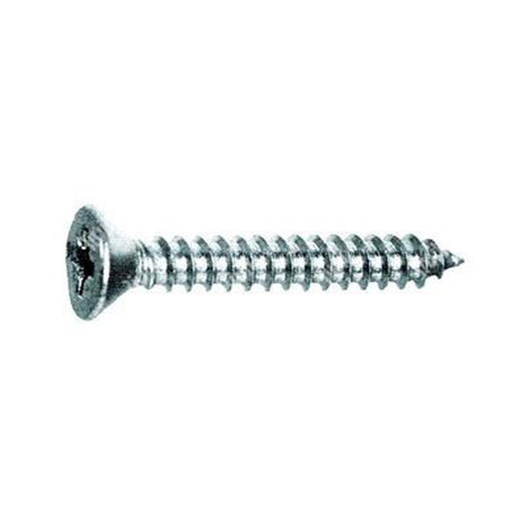 Phillips cross flat head tapping screw UNI 6955/DIN 7982 white zinc plated steel 3,5x38