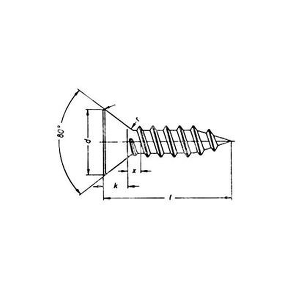 Phillips cross flat head tapping screw UNI 6955/DIN 7982 stainless steel 304 4,8x80