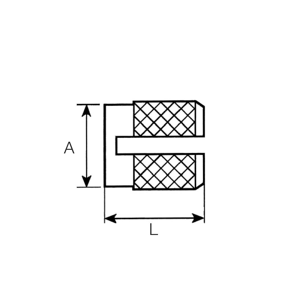 RBL-Écrou en laiton à pression h.4,7-trou d.4,0 M3x4,7