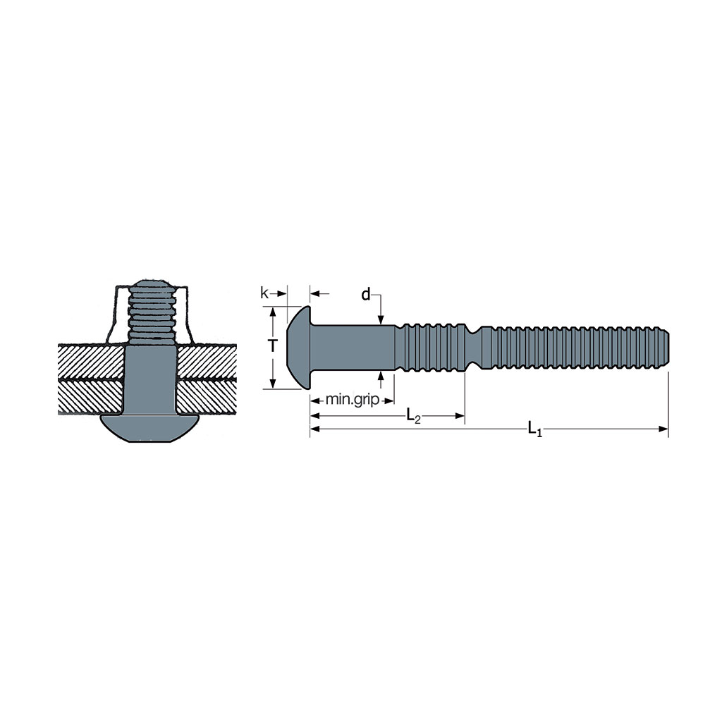 RIVLOCK-Lockbolt Steel d.4,8 gr 7,9-11,1 DH RLFT 6-6 d4,8
