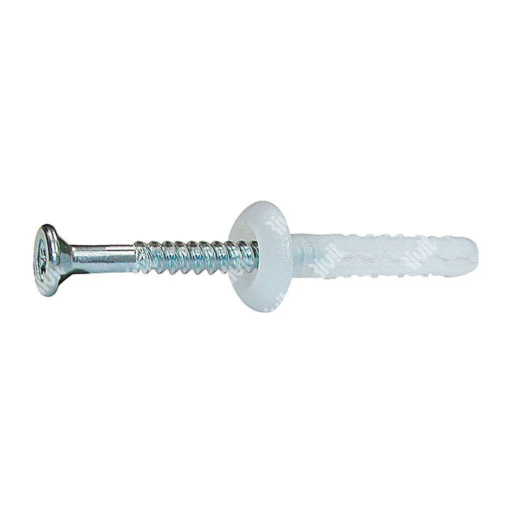 BX-A White Nylon plug speed anchor/Zinc nail 6x60