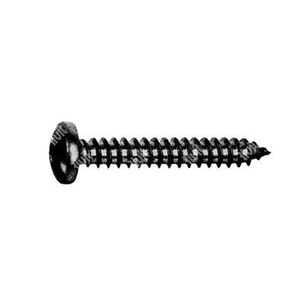 Phillips cross pan head tapping screw UNI 6954/DIN 7981 black zinc plated steel 4,8x25