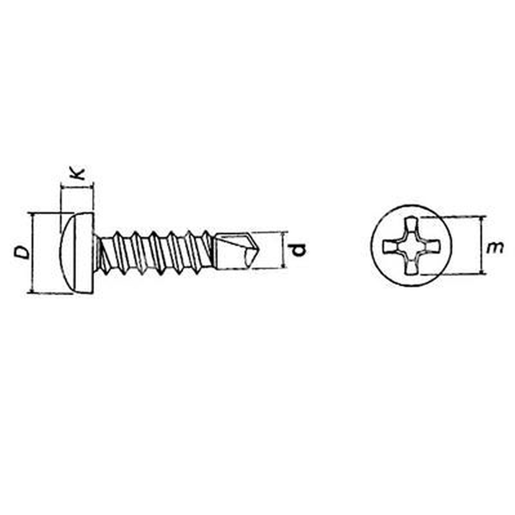 Pan head Ph+ self-drilling screw UNI8118/DIN7504N C15 - white zinc plated steel 4,2x16