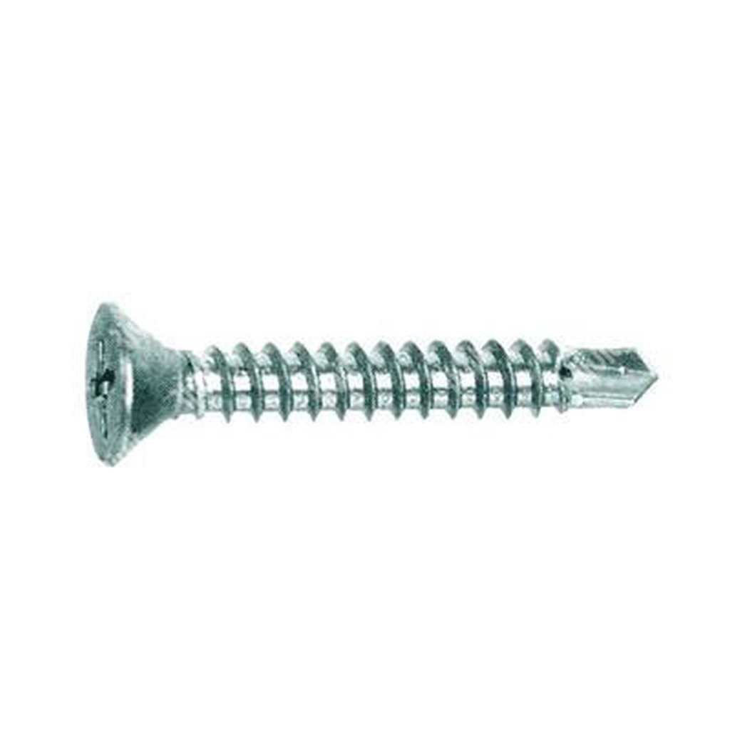 Csk flat head self drilling screw UNI8119/DIN7504P white zinc plated steel 3,5x16