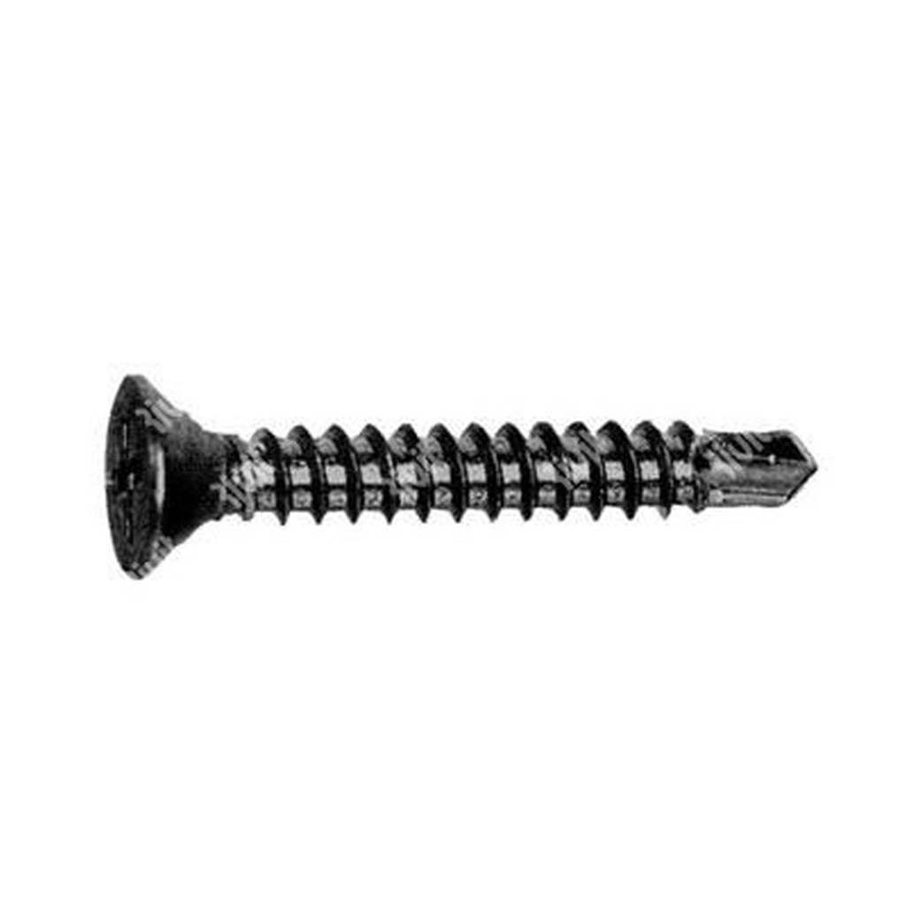 Csk flat head self drilling screw UNI8119/DIN7504P black zinc plated steel 3,5x19