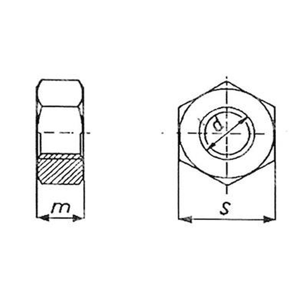 Hexagon nut UNI 5589/DIN 936 fine thread turned stainless steel 304 M10x1,00