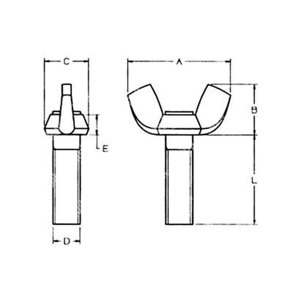 Flügelschraube U5449/D316 - Amerikanische Form 4.8 - Stahl weiß verzinkt M5x16