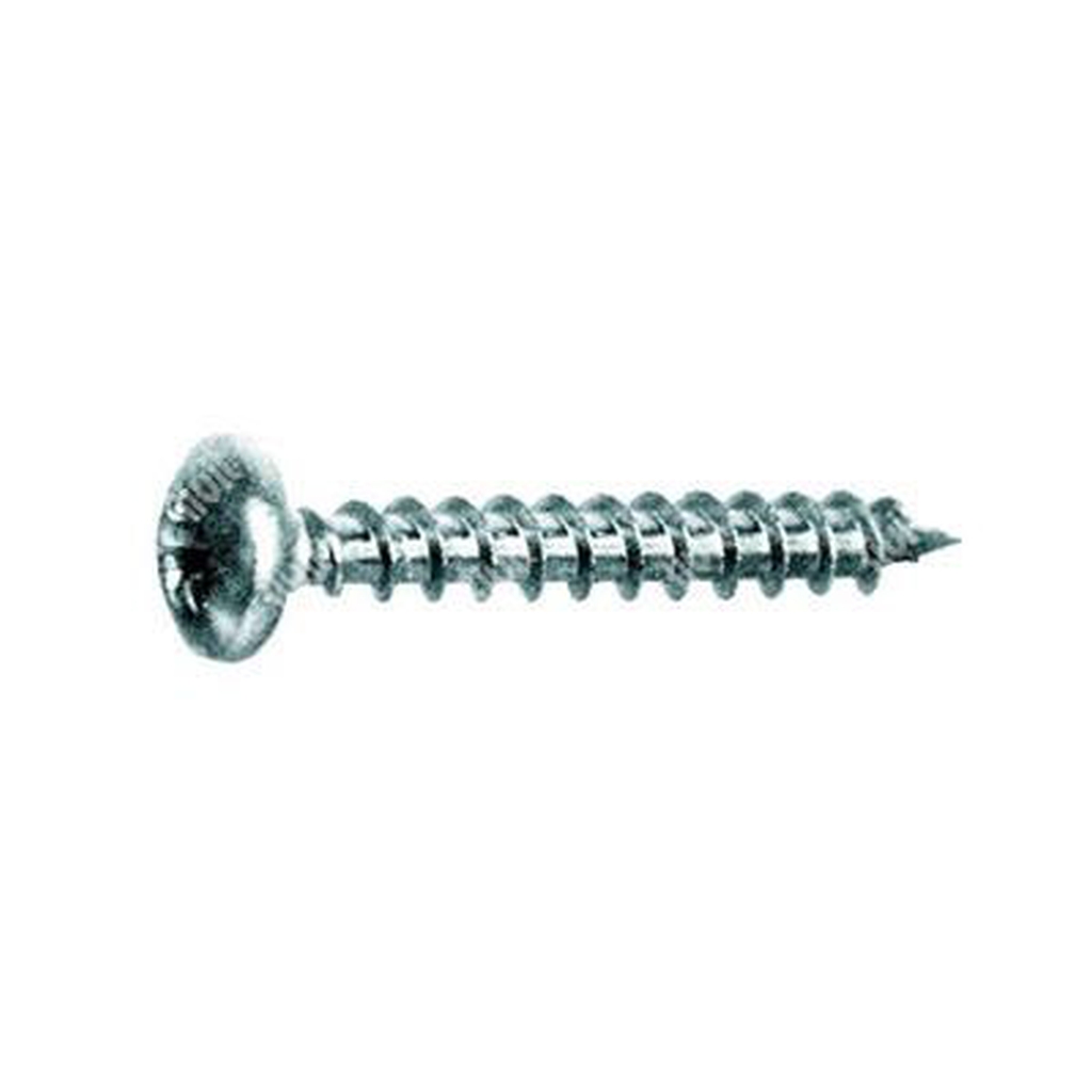 Pan head chipboard screw DIN 7505B white zinc plated steel C15 4x25