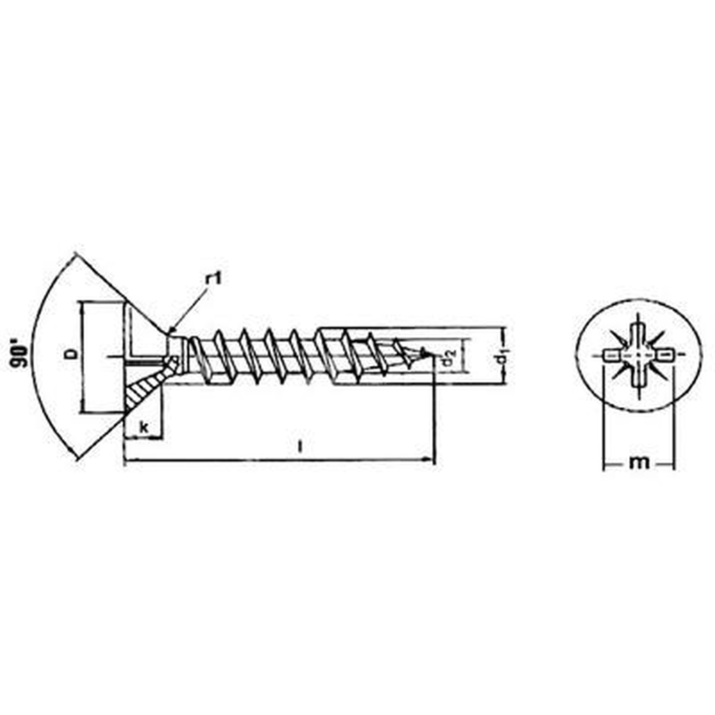 Flat head chipboard screw DIN 7505A brass plated steel C15 4x25