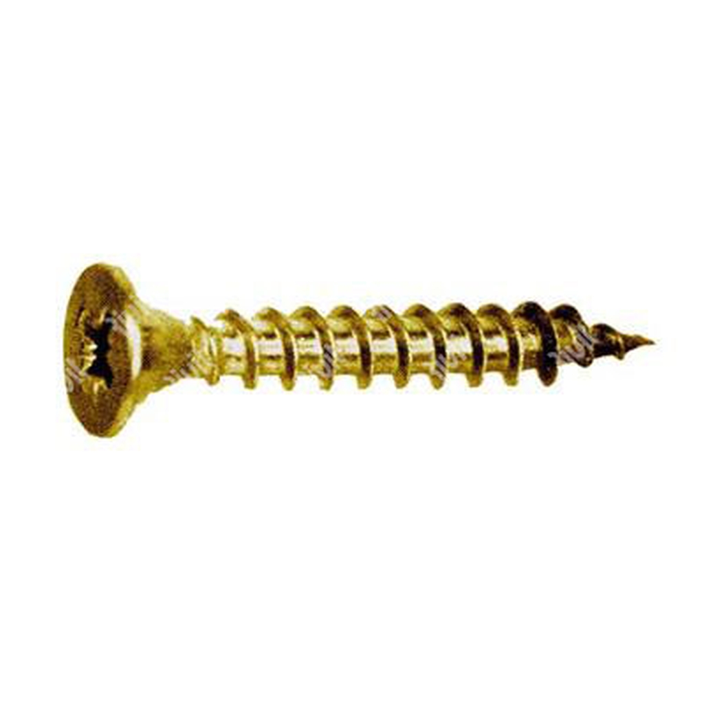 Flat head chipboard screw DIN 7505A bronz plated steel C15 4,5x70/60