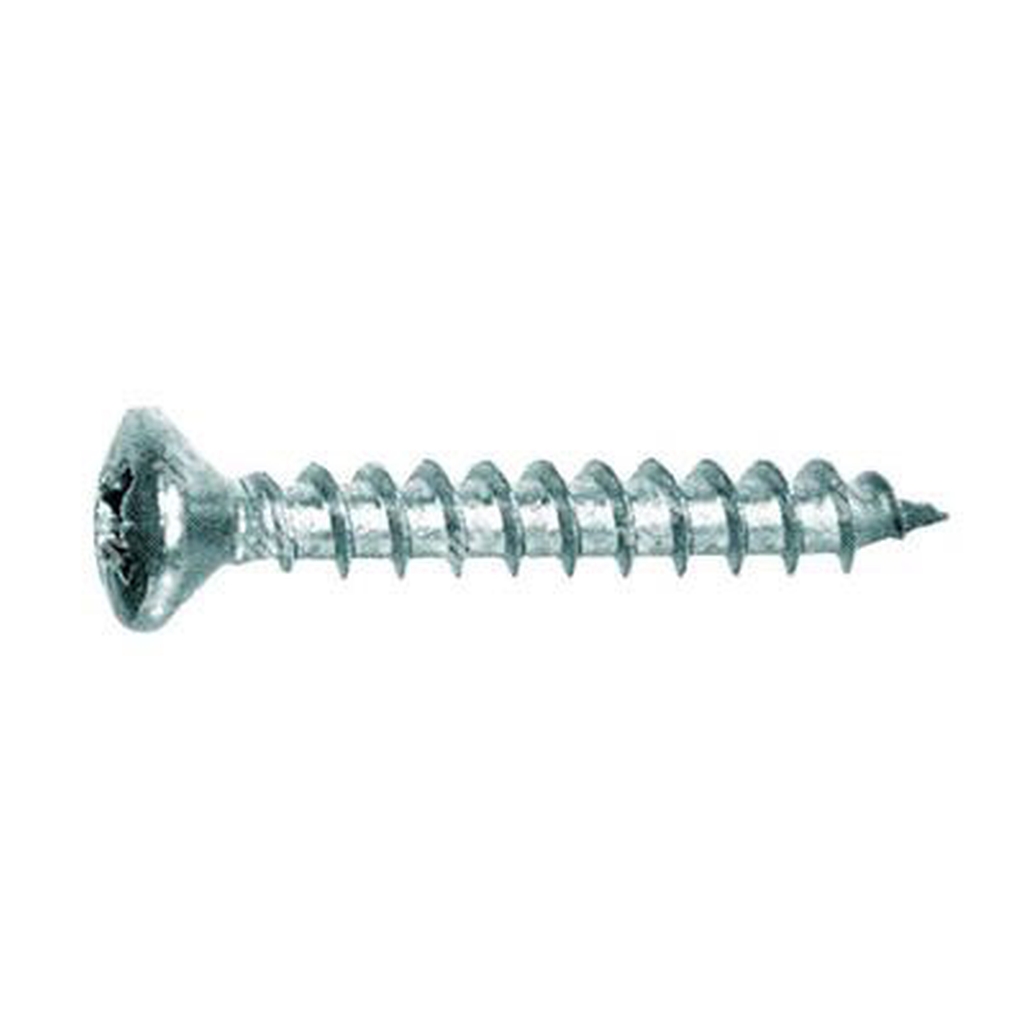 Oval head chipboard screw DIN 7505C white zinc plated steel C15 3x20