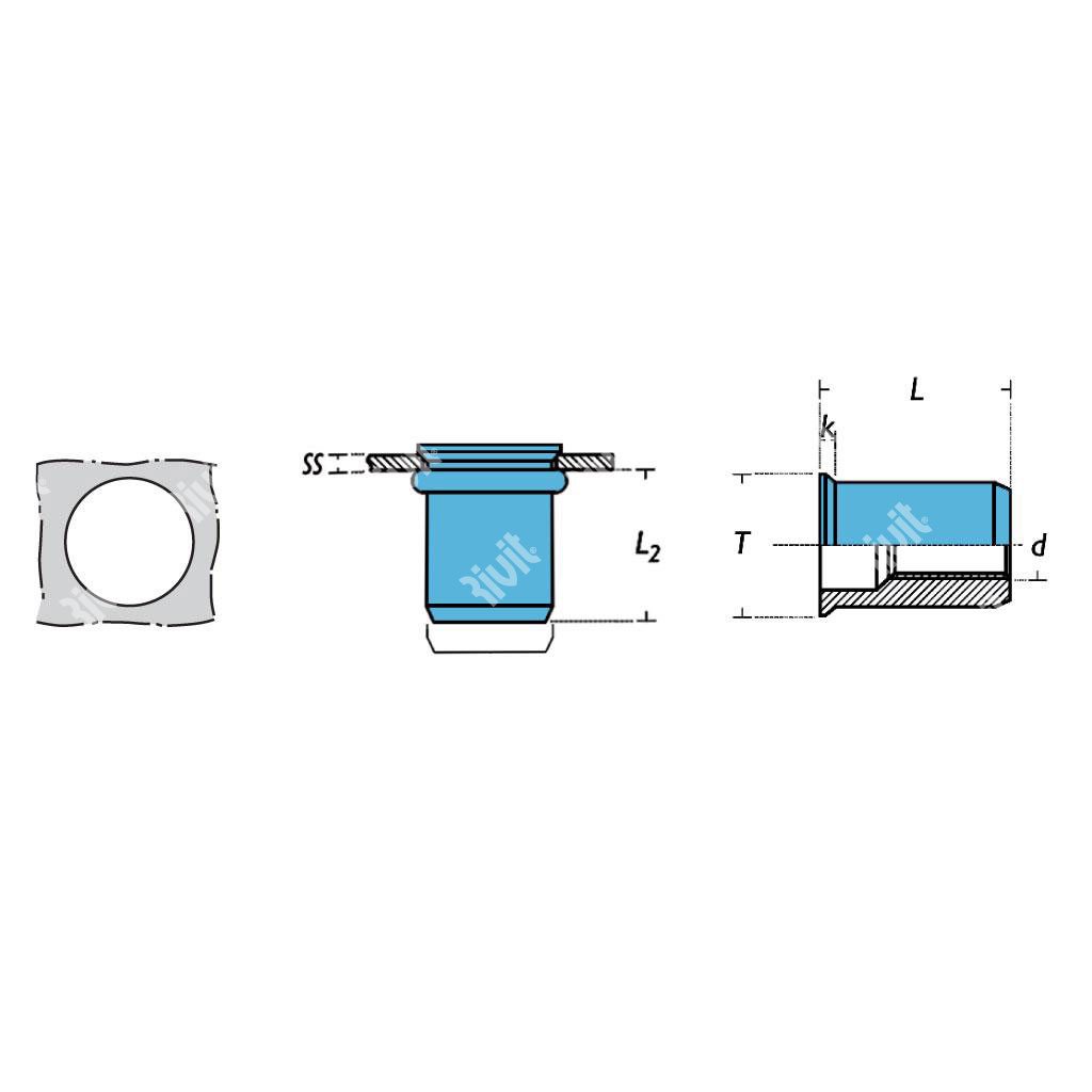 IRCPA2-Rivsert Inox A2 t.10,5 es1,0-3,5 en pouch. M8/035