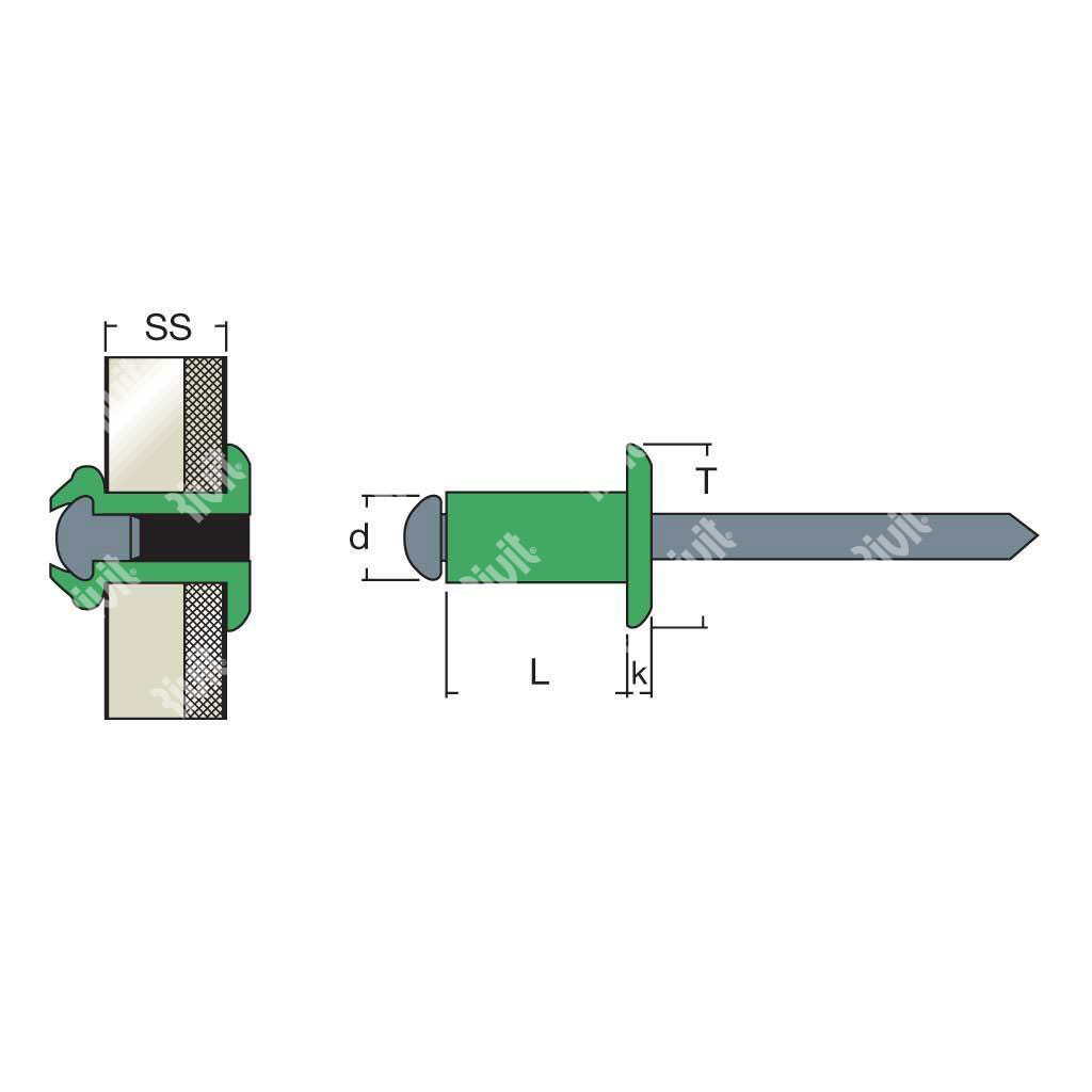 AFT9005-Blind rivet Alu RAL9005/Steel DH 4,8x10,0