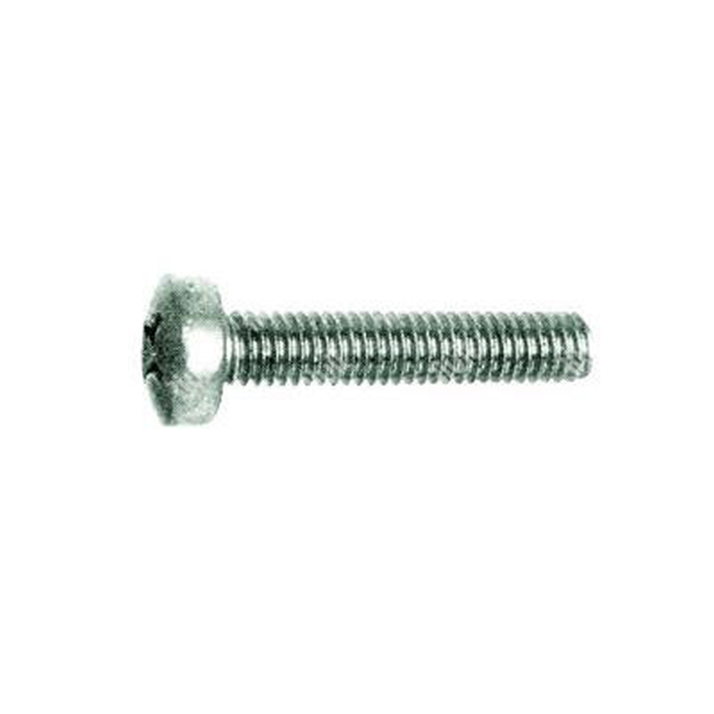 Phillips cross pan head screw UNI 7687/DIN 7985 4.8 - white zinc plated steel M4x6