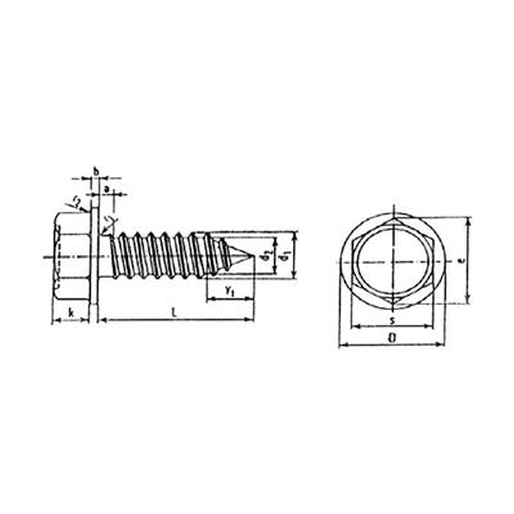 Blechschraube UNI 6950 Sechskant-Flanschkopf Stahl weiß verzinkt 6,3x80