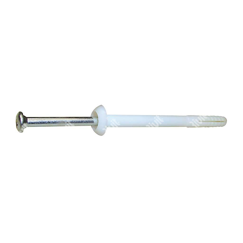 BX-A White Nylon plug speed anchor/Zinc nail 6x80