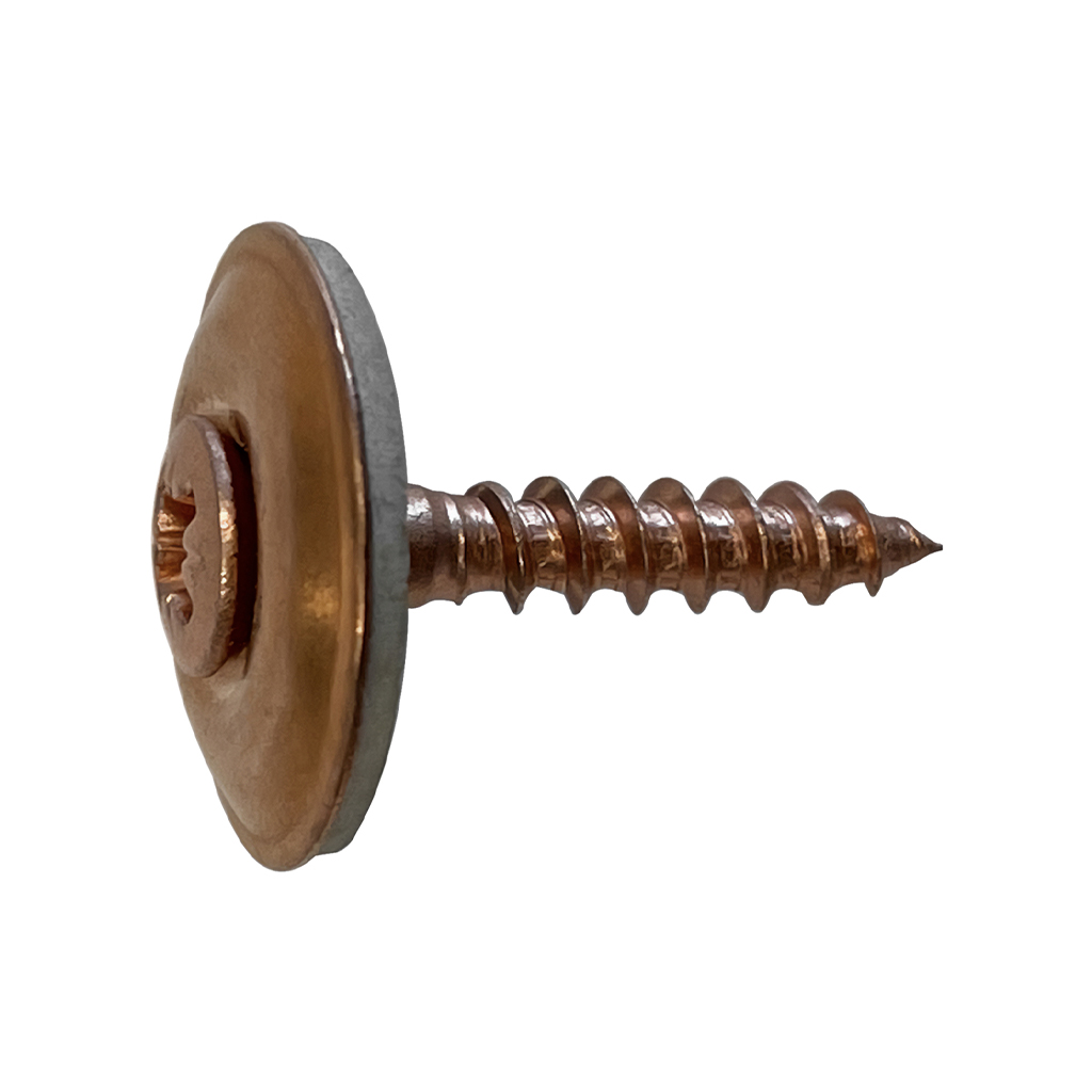 VVXR-Stainless steel copper pltd PZ screw w/washer d.20+EPDM (in 1 pc) 4,5x25xR20