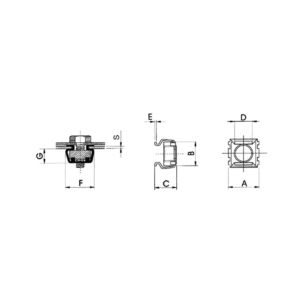 Nut ST Cage ST gr 4,8-5,5 h.12,3x12,3(1238D) M8