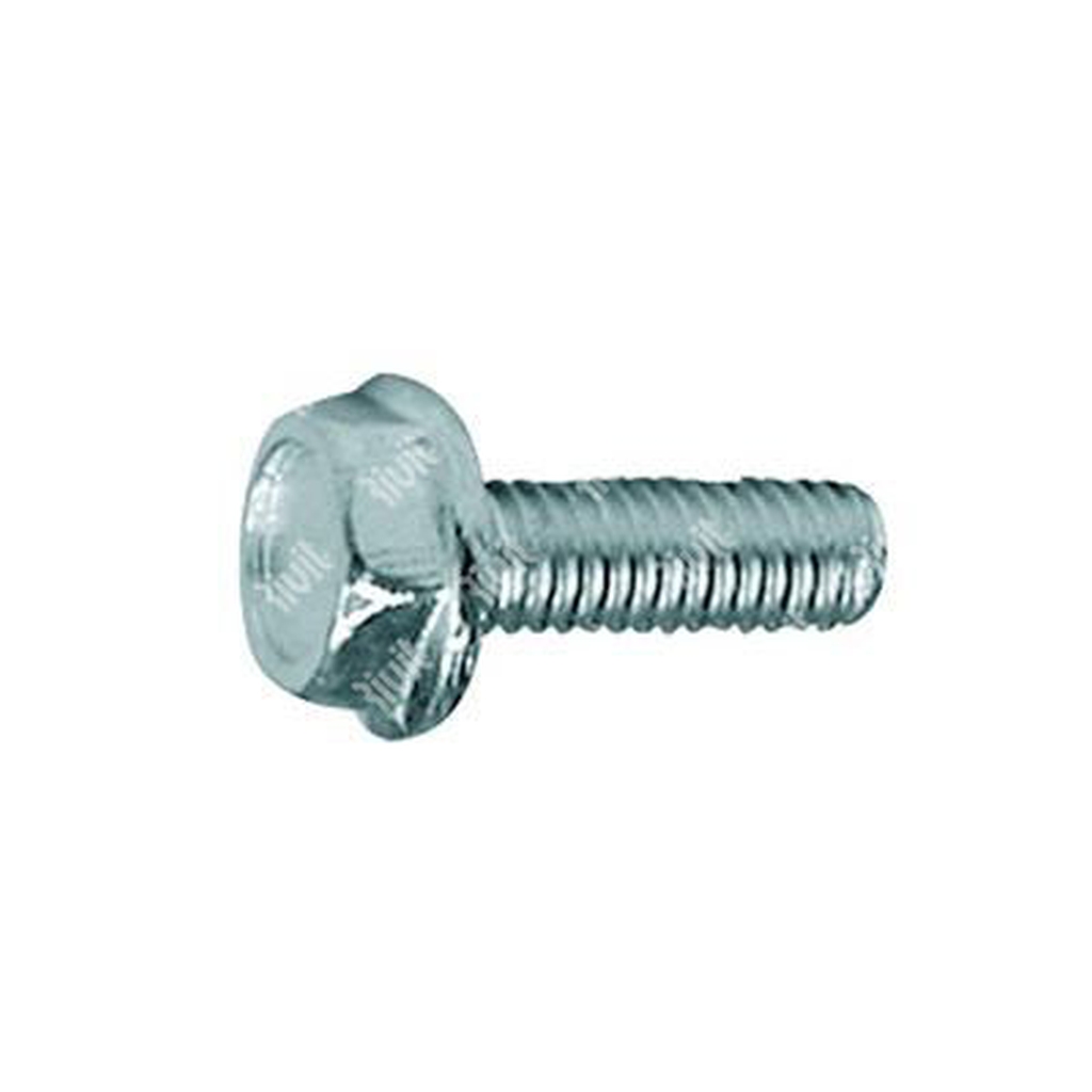 Hex head flange w/serration bolt DIN 6921 4.8 - white zinc plated steel M6x40