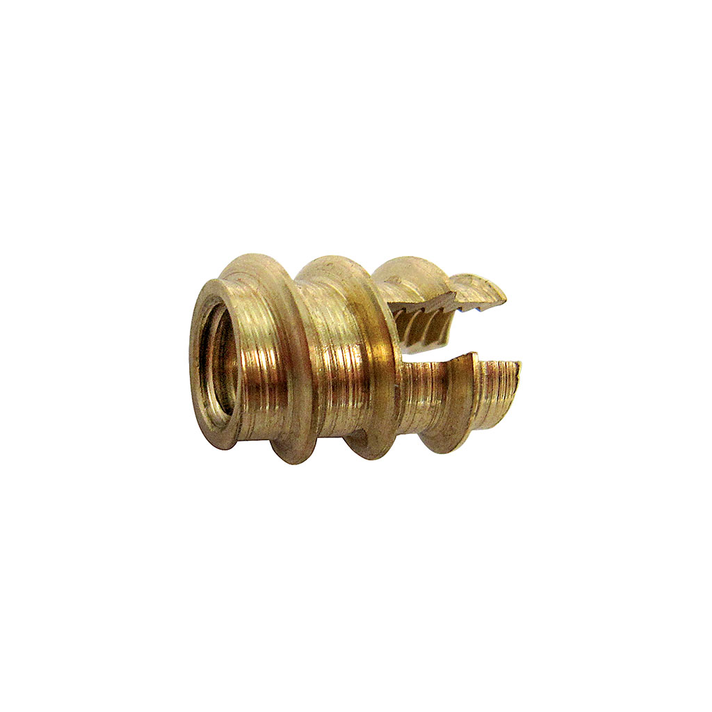 Brass self tapping socket for wood d.est.9x3 M5x0,8x12