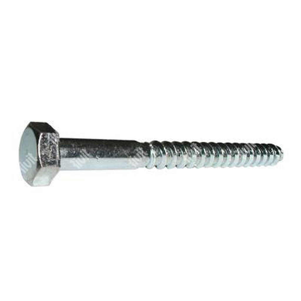 Hexagonal head wood screw UNI 704/ DIN 571 white zinc plated steel 6x60