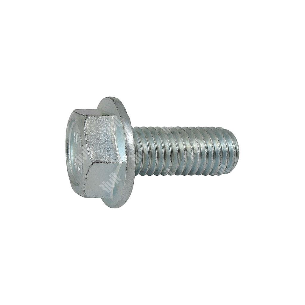 Hex head flange w/serration bolt DIN 6921 8.8 - white zinc plated steel M5x30