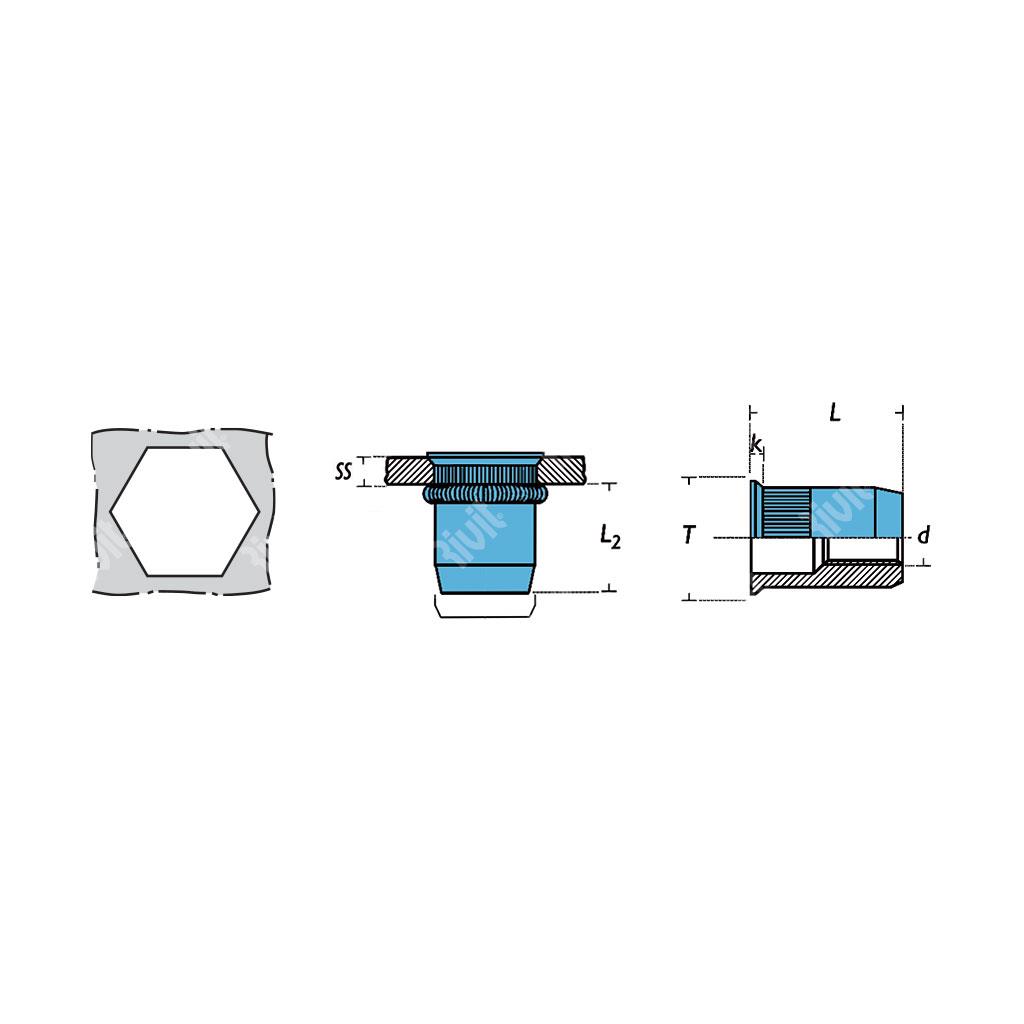 IRC-Z-A4-Rivsert Inox A4 f.7,0 ss0,5-2,5 Zigr. M5/025