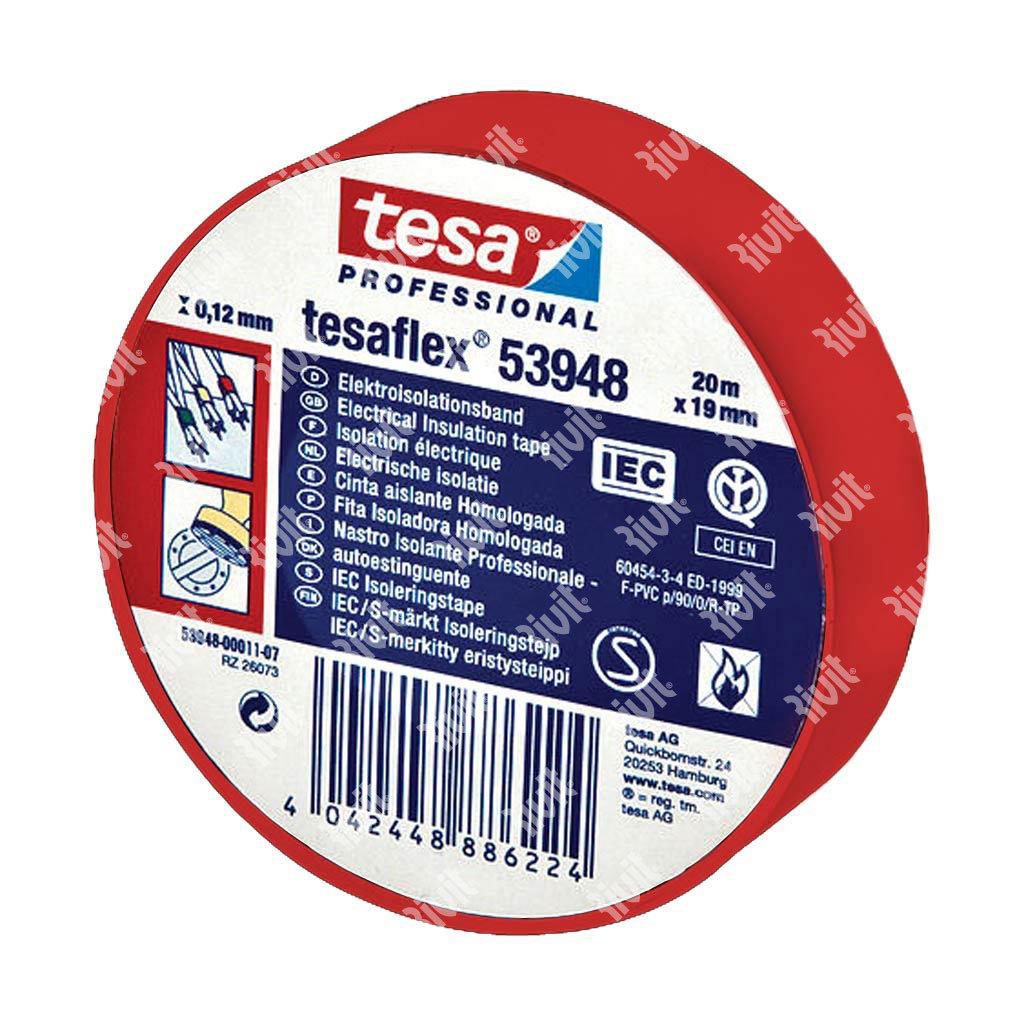 TESA-Professional Duct Tape flame retardant Red mt.25x19mm