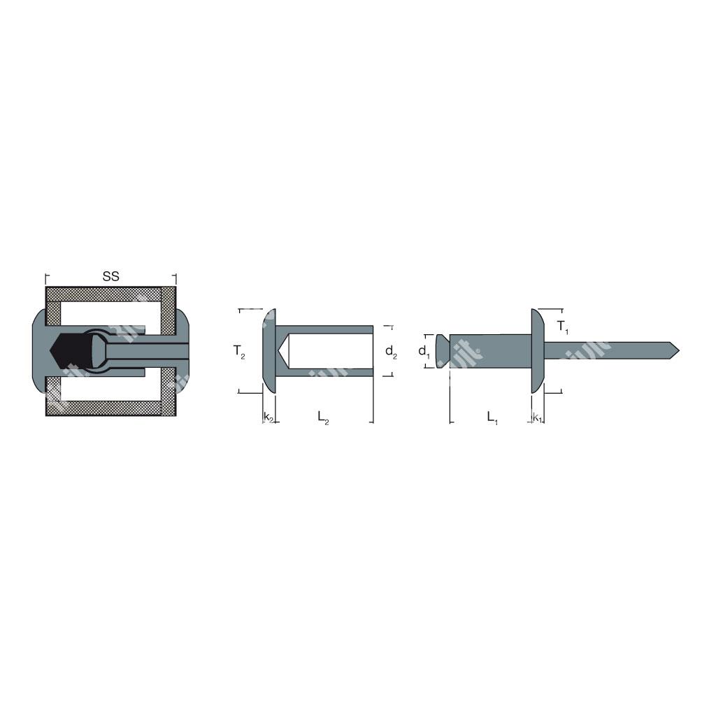 CANRIV-Connecting rivet Steel/steel zp gr. 15,88-19,05mm 4,8x14,0