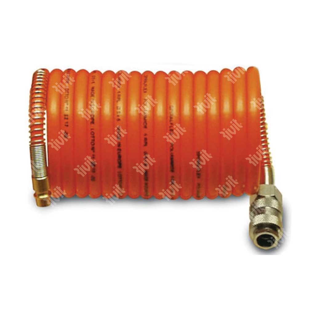 Tubo spiralato x aria mt.10-8x6 con attacchi serie italiana nei colori azzurro/rosso/arancione